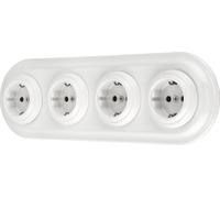 Prise rétro encastrée en porcelaine 4x, All-in-One, SET Série PR1 blanc