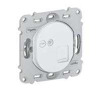 Prise RJ45 CAT5 UTP encastré blanche pour téléphone complete avec plaque fixation vis OVALIS