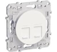 Prise Rj45 Double Catégorie 6 Utp - Blanc - Fixation Par Vis - Schneider Odace Blanc G