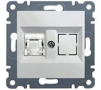 Prise RJ45 - HAGER - Toma Simple RJ45 - Blanc - Rectangulaire - Prêt à poser
