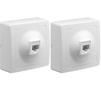 Prise rj45 - Prise Ethernet - Bloc prise - Prise rj45 cat 6 - Prise ethernet murale - Prise murale - Gamme Blok - Prise Rj45 Couleur Blanc - Debflex 746810 (Lot de 2)