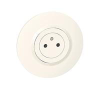 LEGRAND - Prise Electrique Murale 16A avec Terre dooxie Surface + Plaque Ronde - Prise 2P + T Affleurante avec Fond Rétractable - Fabriqué En France - Bague Effet Chrome - Blanc