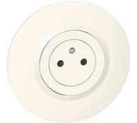 LEGRAND - Prise Electrique Murale 16A avec Terre dooxie Surface + Plaque Ronde - Prise 2P + T Affleurante avec Fond Rétractable - Fabriqué En France - Bague Effet Chrome - Blanc