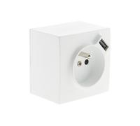 Prise saillie 2P+T + USB 2,4A - blanc - Zenitech
