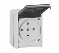 Prise étanche 3P+T+N 32A Plexo complet IP44 saillie - gris