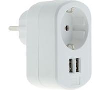 Prise Schuko 16A + 2 USB A 3,4A - Blanc - Zenitech Blanc G