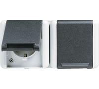 Prise SCHUKO 2-f.-m.TS horizontale - Prise protection contact gris 8220WTS
