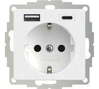 Prise Schuko 2USB inCharge PRO 55 USB A/C blanc pur mat, VDE