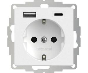 Prise Schuko 2USB inCharge PRO 55 USB A/C blanc pur mat, VDE