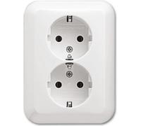 Prise SCHUKO Busch-Jaeger double Busch-Jaeger 20-02 EUJ-24G blanc studio, 1 pièce.