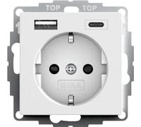 Prise SCHUKO Gira, alimentation USB, double, type A/C, système 55, blanc pur, mat, 1 pièce.