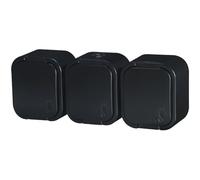 Prise Schuko IP54 pour pièces humides - Noir - 1/2/3 prises avec interrupteur marche/arrêt - Protection contre les projections d'eau - VDE (triple prise horizontale, 16 A, 250 V, avec couvercle à