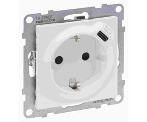 Prise Schuko Legrand SEANO + USB-C avec bornes à vis, couleur : blanc ultra, 1 pièce.