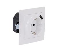- Prise Schuko + USB A encastrés + plaque de finition Kalya - Blanc