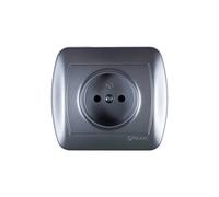Prise simple 16A IP20 aluminium Simon Akord AG1E/26 b/u