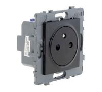 Zenitech - Prise simple 2P+T 16A - à composer - métal noir brossé - Kouro Noir G