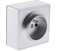 Prise simple saillie 2P+T 16A silver - Vulco - Zenitech