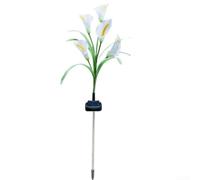 Prise solaire résistante aux intempéries pour éclairage de pelouse (fleur | Lys calla réalistes pour optique, 80 cm de haut, capteur crépusculaire automatique, design résistant aux intempéries