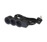 Prise standard Legrand 3x2P+A 1.5m Cordon - Noir - 694550 [10 Pièces]