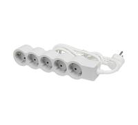 Prise standard Legrand 5x2P+A 5m Cordon - Blanc-Gris (Prise européenne) - 694571 [10 Pièces]