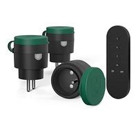 Prise Telecommande sans Fil, SURNICE Prises Télécommandées Extérieures IP44, Portée 40 M, 2300 W, Plug and Play, All On/Off, Noir/Vert