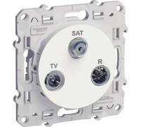 Prise télévision - Odace - TV/FM/SAT - Blanc - Rectangulaire - Prêt à poser