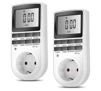 Prise temporisée numérique - Prise UE - 12/24 h - Programmable - Écran LCD - Lot de 2