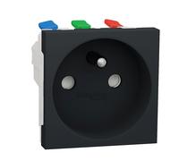 Schneider Electric - Unica - prise 2P+T - FR - 90° - raccord rapide travers - Anthracite - méca seul - NU305954