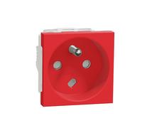 Prise terre 1 poste 2 modules Unica Rouge Schneider