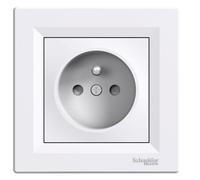 Prise terre 1 poste Asfora Blanc Schneider Lot de 5