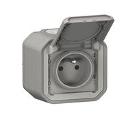 Prise terre encastrée étanche Plexo 1 poste gris Legrand