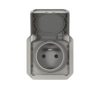 Prise terre étanche composable avec volet Plexo 1 poste gris Legrand