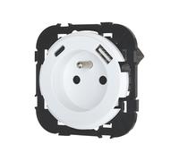Prise terre + USB C 1 poste LAP Composable Blanc
