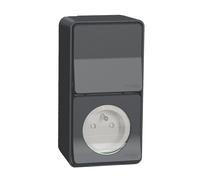 Mureva Styl - Prise courant 2P+T+va et vient verti. - saillie - IP55 IK08 - gris - SCHNEIDER ELECTRIC - MUR36025