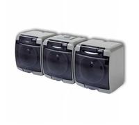 Prise triple JUNIOR avec terre 3x(2P+Z) grise
