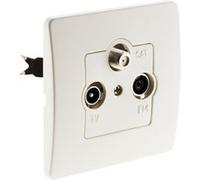 Prise TV Ø9,52mm + SAT + FM - blanc - Venus - Zenitech Blanc G