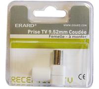 Prise TV - F 9.52 mm - coudé 90° - blanc