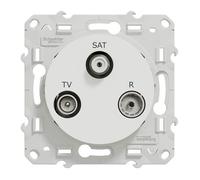 prise télévision + radio fm + satellite - blanc - fixation par vis - schneider odace