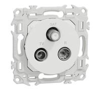 Schneider Electric Prise TV/FM/SAT Odace S920461 sorties coaxiales 1 entrée blanc craie