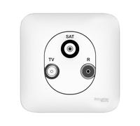 Prise TV/FM/SAT SCHNEIDER Ovalis ALB74329 -3 sorties -blanc