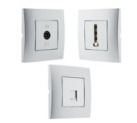 Prise TV + prise téléphonique 8 plots + prise RJ45 - Simplea - Zenitech