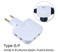 Prise ue 3 en 1, multiprise, 1 conversion, 3 extensions, prise électrique 180 ° Adaptateur secteur pour prise de réalisation rotative Blue