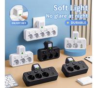 Prise ue 4 prises multiprise murale multiprise prise électrique 2 ports USB 1 type-c pas de rallonge avec alimentation maximale 2500W 3USB White
