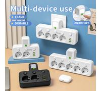 Prise ue prise ca carte d'alimentation prise murale multicouche filtre réseau universel avec ou sans USB interrupteur indépendant adaptateur de lumière White-3 Sockets