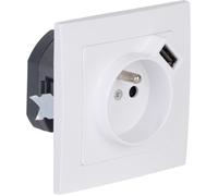 Zenitech - Prise + USB A encastrés + plaque de finition Kalya - Blanc blanc