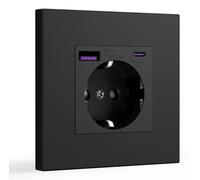 Prise USB-C 20W avec charge rapide, intégrable, avec protection pour enfants, noire