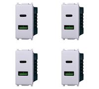 Prise USB de type C, 5V, 3,1A, blanche, lot de 4, Vimar Plana