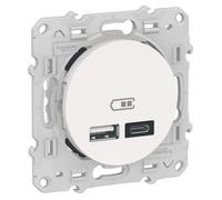 Schneider Electric - Odace - prise USB double - type C - Blanc - 5 Vcc - 2,4A - S520401