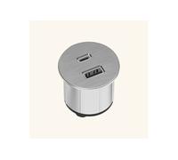 Prise USB murale ARCHEA 1 prise USB C + 1 USB-A - Prise ronde encastrable inox