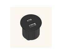 Prise USB murale ARCHEA 1 prise USB C + 1 USB-A - Prise ronde encastrable noir